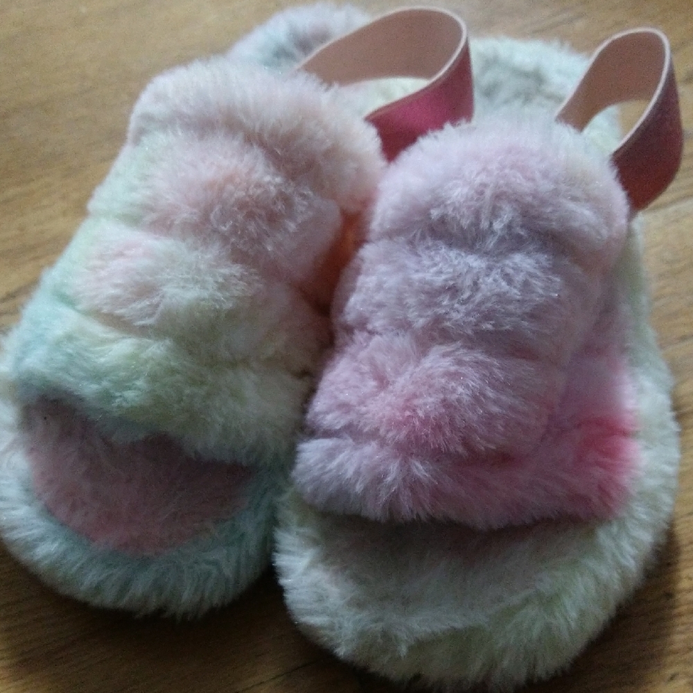 Fluffy Multicolor Kids Slippers